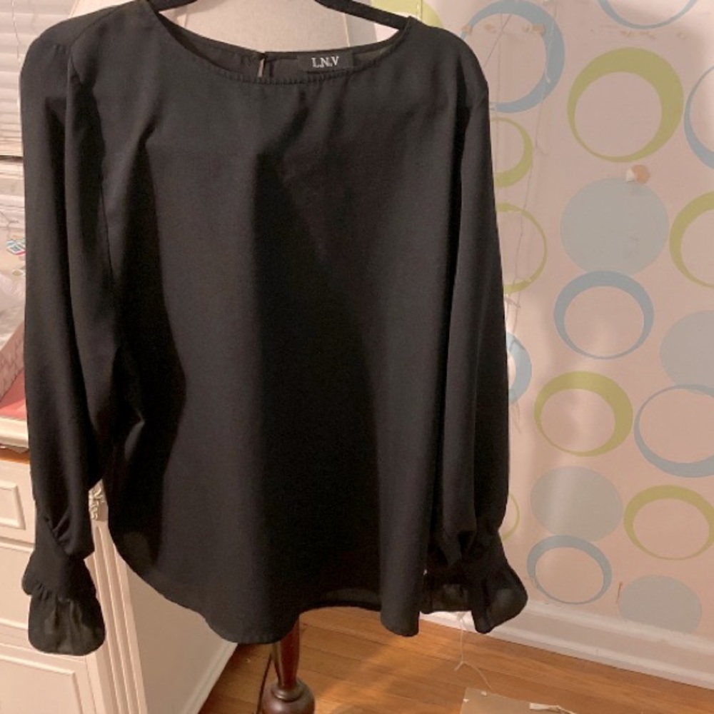 Shirt blouse business attire plus size black shirt